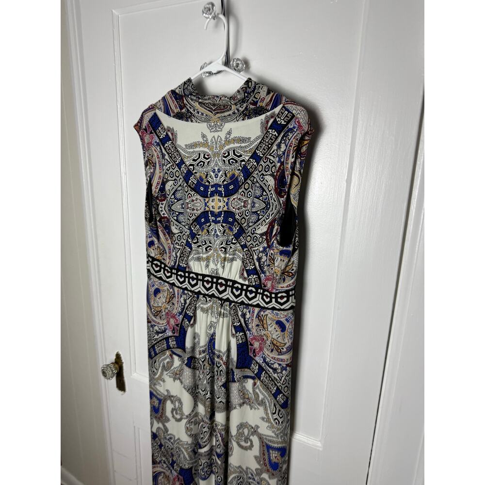 CHICOS Pleated Promising Paisley Jasmina Maxi Dress Sleeveless V Neck XL - Picture 4 of 9